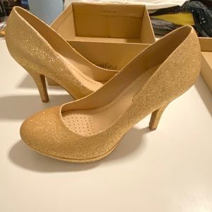 Gold sparkly heels